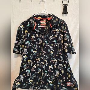 Superdry Blue Tropical Print Shirt sz L